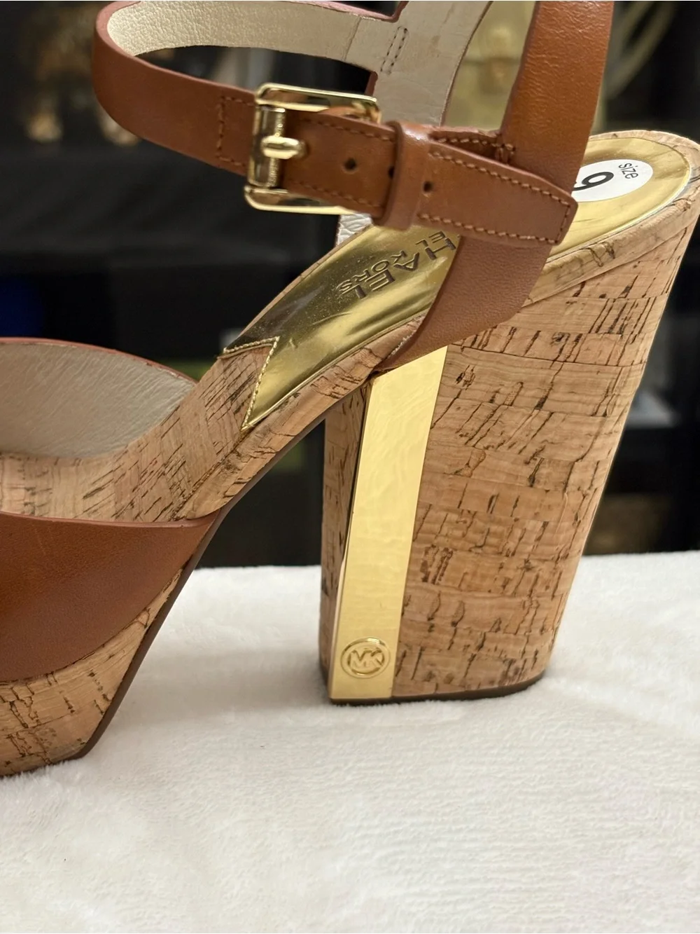 Michael Kors Natalia Open Toe Platform Sandal — Walnut, Size 9 Women shoes.